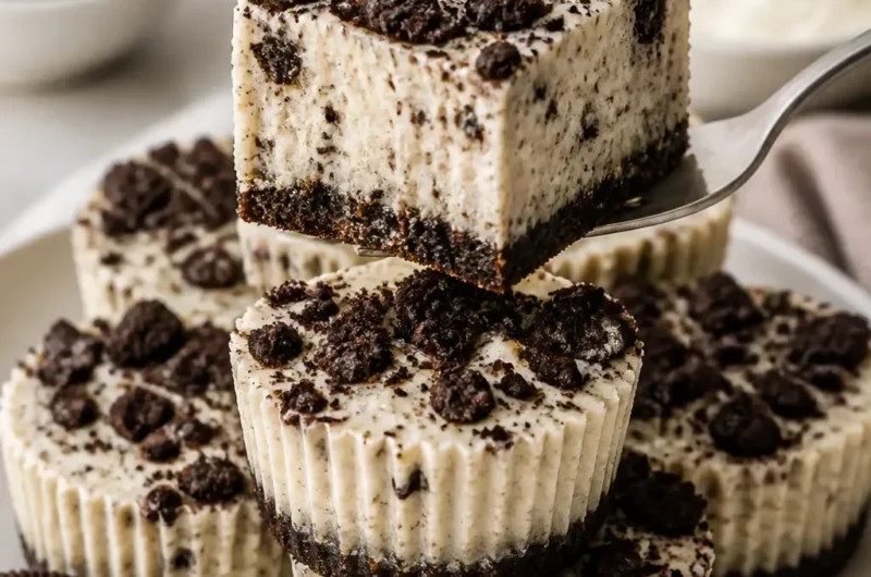 No-Bake Oreo Cheesecake Bites auf einem Teller dekoriert