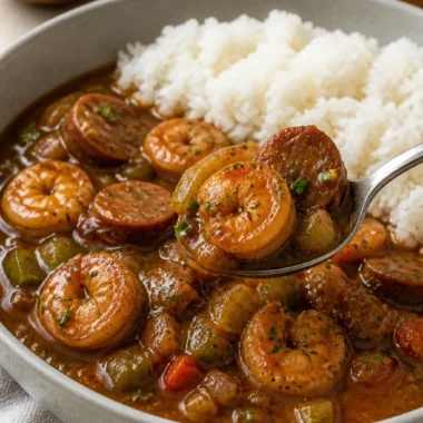Gumbo 37 Schmackhaftes Gumbo mit frischen Zutaten und Gewürzen