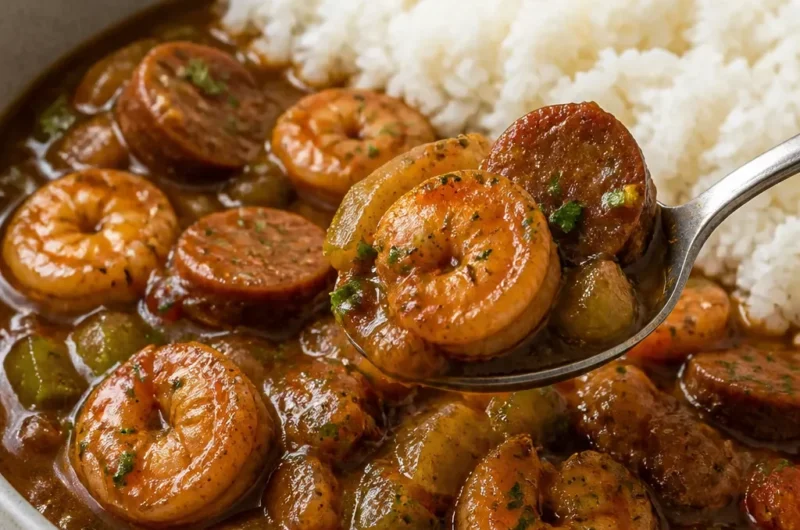Schmackhaftes Gumbo mit frischen Zutaten und Gewürzen