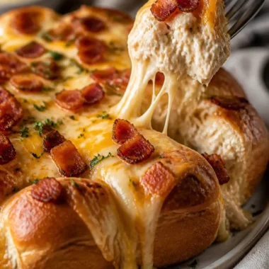 Hähnchen-Bacon-Ranch-Brot, gefüllt mit Hühnchen, Bacon und Ranch-Dressing