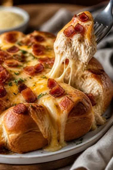 Hähnchen-Bacon-Ranch-Brot, gefüllt mit Hühnchen, Bacon und Ranch-Dressing