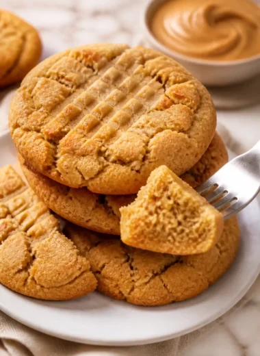 Leckere dicke und chewy Erdnussbutterkekse auf einem Teller