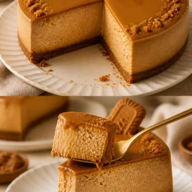 Leckeres Biscoff Cheesecake mit Keksstückchen und Topping