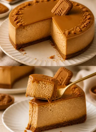 Leckeres Biscoff Cheesecake mit Keksstückchen und Topping