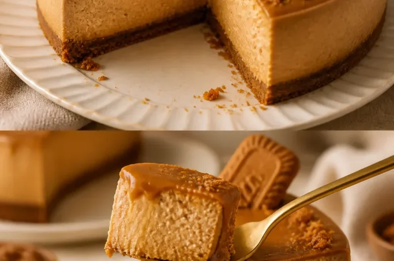 Leckeres Biscoff Cheesecake mit Keksstückchen und Topping