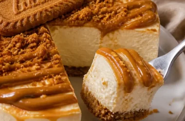 Biscoff Cheesecake ohne Backen mit cremiger Konsistenz und köstlicher Biscoff-Geschmack