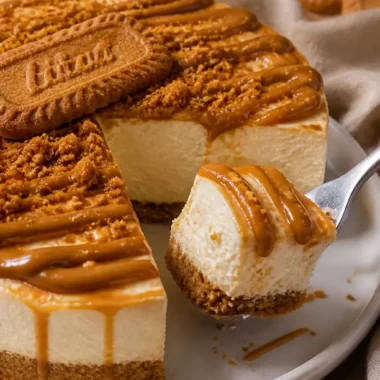 Biscoff Cheesecake ohne Backen mit cremiger Konsistenz und köstlicher Biscoff-Geschmack