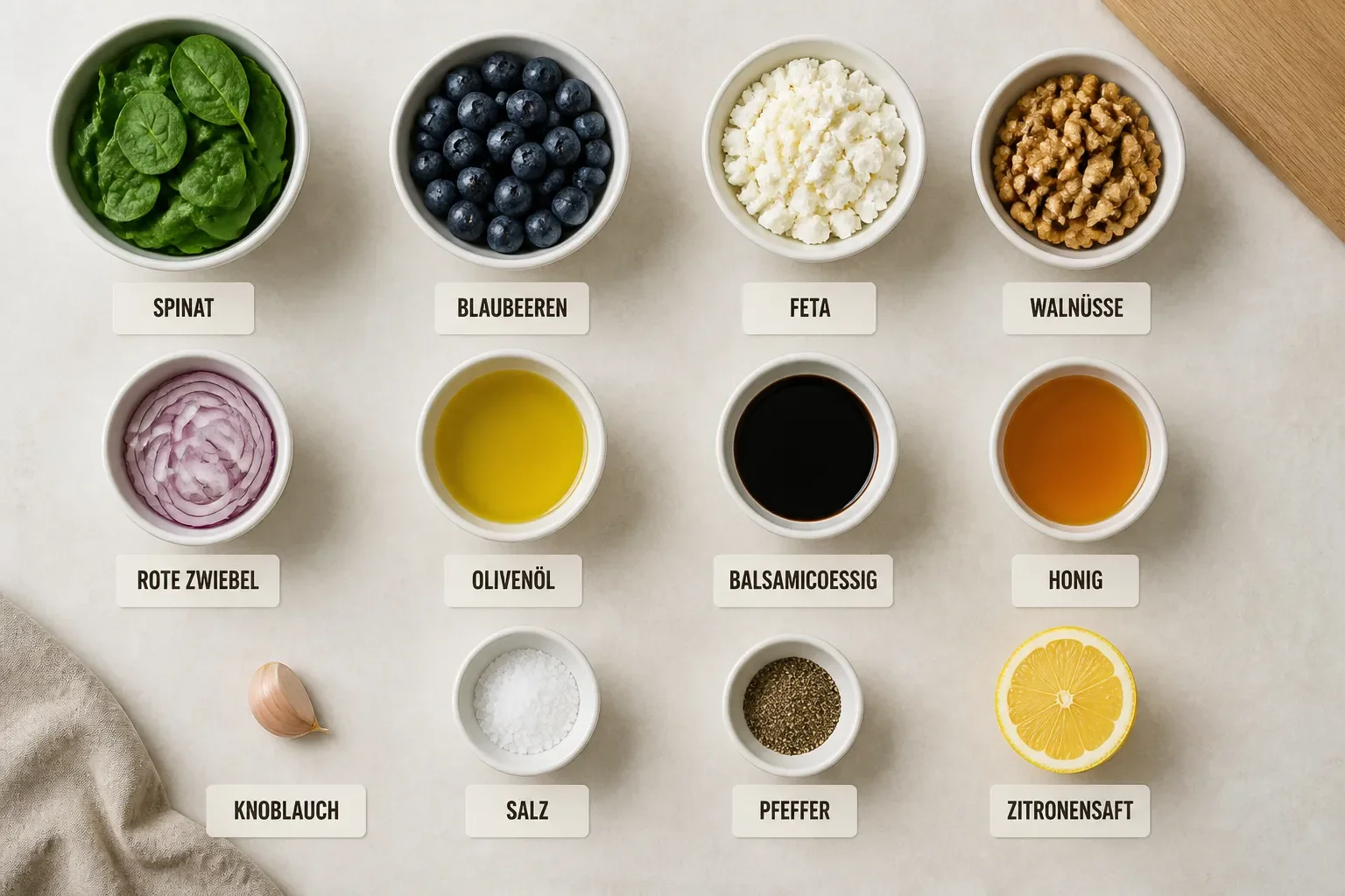 Blaubeer-Spinat-Salat mit Honig-Balsamico-Dressing
