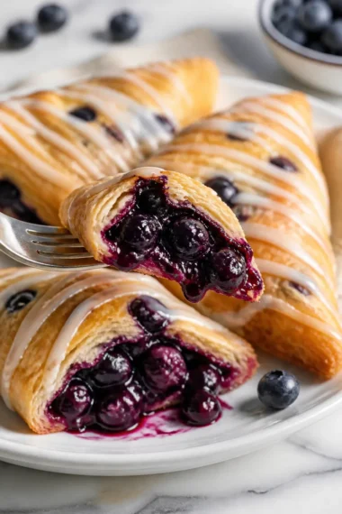 Leckere Blaubeer-Turnover auf einem Teller, frisch aus dem Ofen.