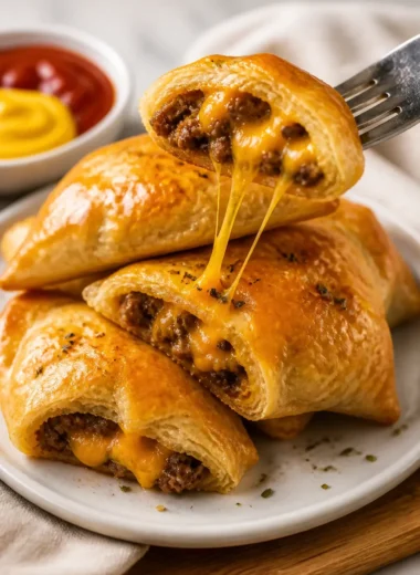 Leckere Cheeseburger Pockets frisch aus dem Ofen