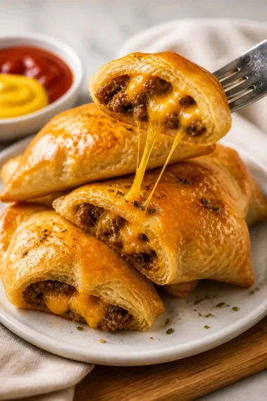 Leckere Cheeseburger Pockets frisch aus dem Ofen