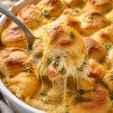 Chicken Bubble Biscuit Bake Casserole, ein herzhaftes Hühnchengericht
