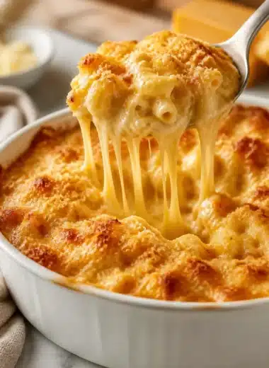 Cremige gebackene Macaroni and Cheese mit goldener Käsekruste