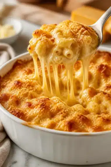 Cremige gebackene Macaroni and Cheese mit goldener Käsekruste