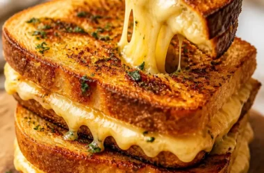 Crispy Garlic Grilled Cheese Melt auf einem Teller