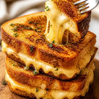 Crispy Garlic Grilled Cheese Melt auf einem Teller