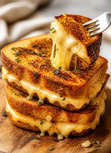 Crispy Garlic Grilled Cheese Melt auf einem Teller