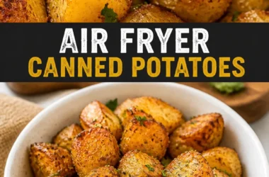 Knusprige Dosenkartoffeln aus der Heißluftfritteuse auf einem Teller