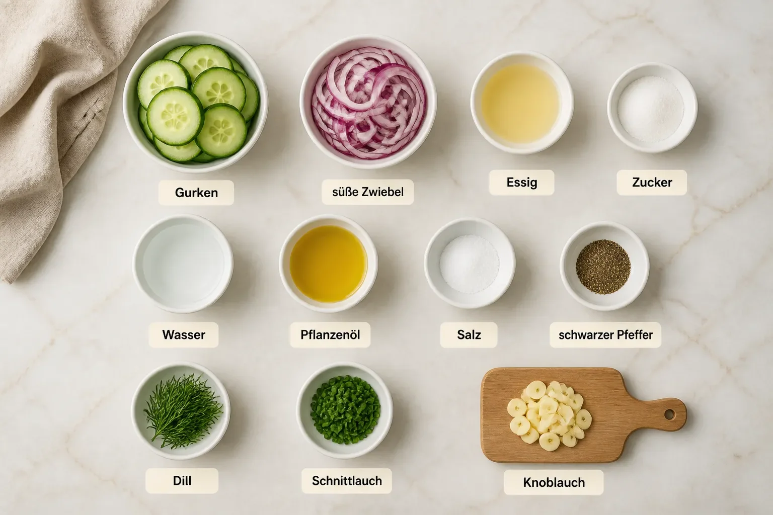 Einfache Gurken-Essig-Salat-Rezept (mit süßer Zwiebel)
