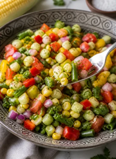 Frühling gehackter Salat mit frischen Zutaten auf einem Teller