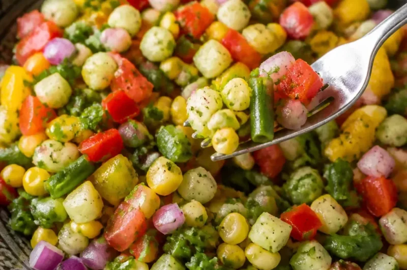 Frühling gehackter Salat mit frischen Zutaten auf einem Teller