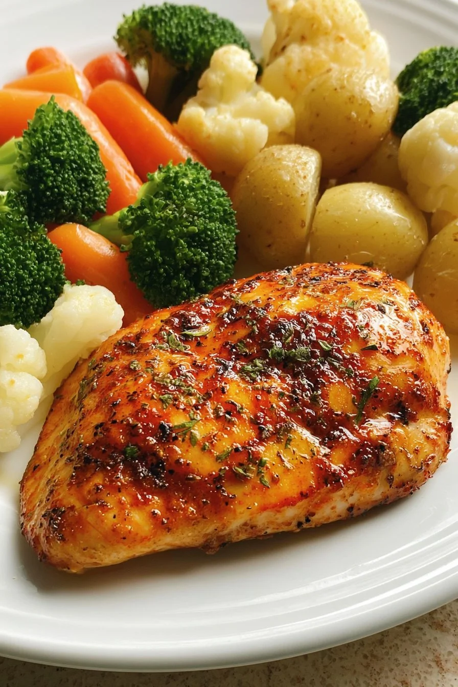 Garlic Herb Chicken Breast with Baby Potatoes & Steamed Vegetables