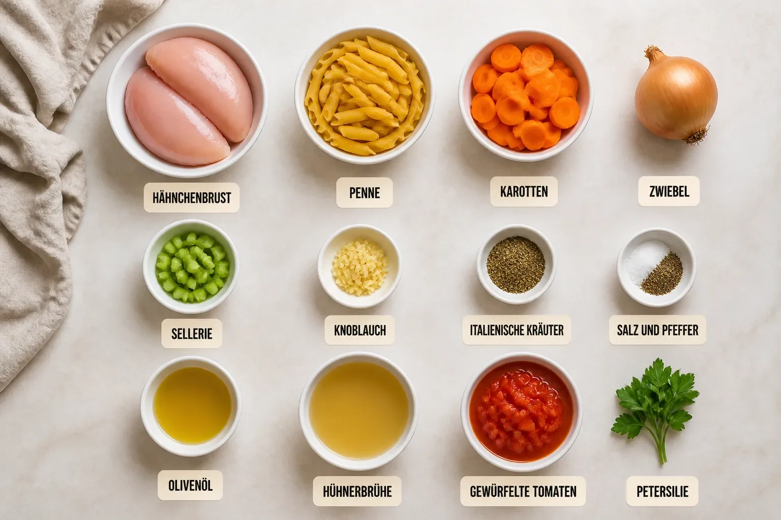 Langsam gekochtes Hähnchen und Nudeln