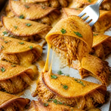 Mini Baked Chicken Tacos 38 Köstliche Mini Baked Chicken Tacos auf einem Teller serviert.