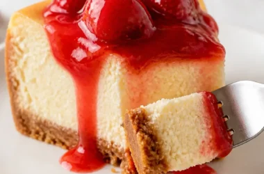 Klassischer New York Cheesecake mit Sahne und frischen Früchten