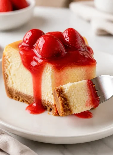 Klassischer New York Cheesecake mit Sahne und frischen Früchten