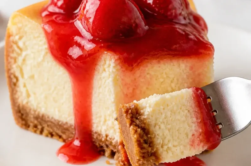 Klassischer New York Cheesecake mit Sahne und frischen Früchten