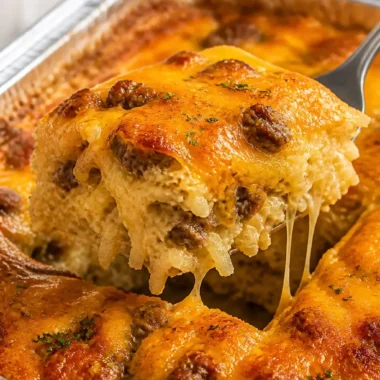 Sausage, Egg, and Cream Cheese Hashbrown Casserole 37 Sausage, Egg, and Cream Cheese Hashbrown Casserole auf einem Teller