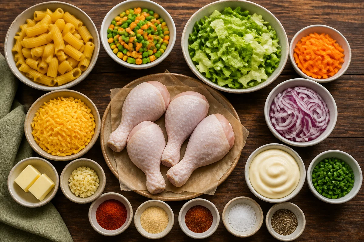 Smoky Chicken Drumsticks With Veggie Pasta And Slaw